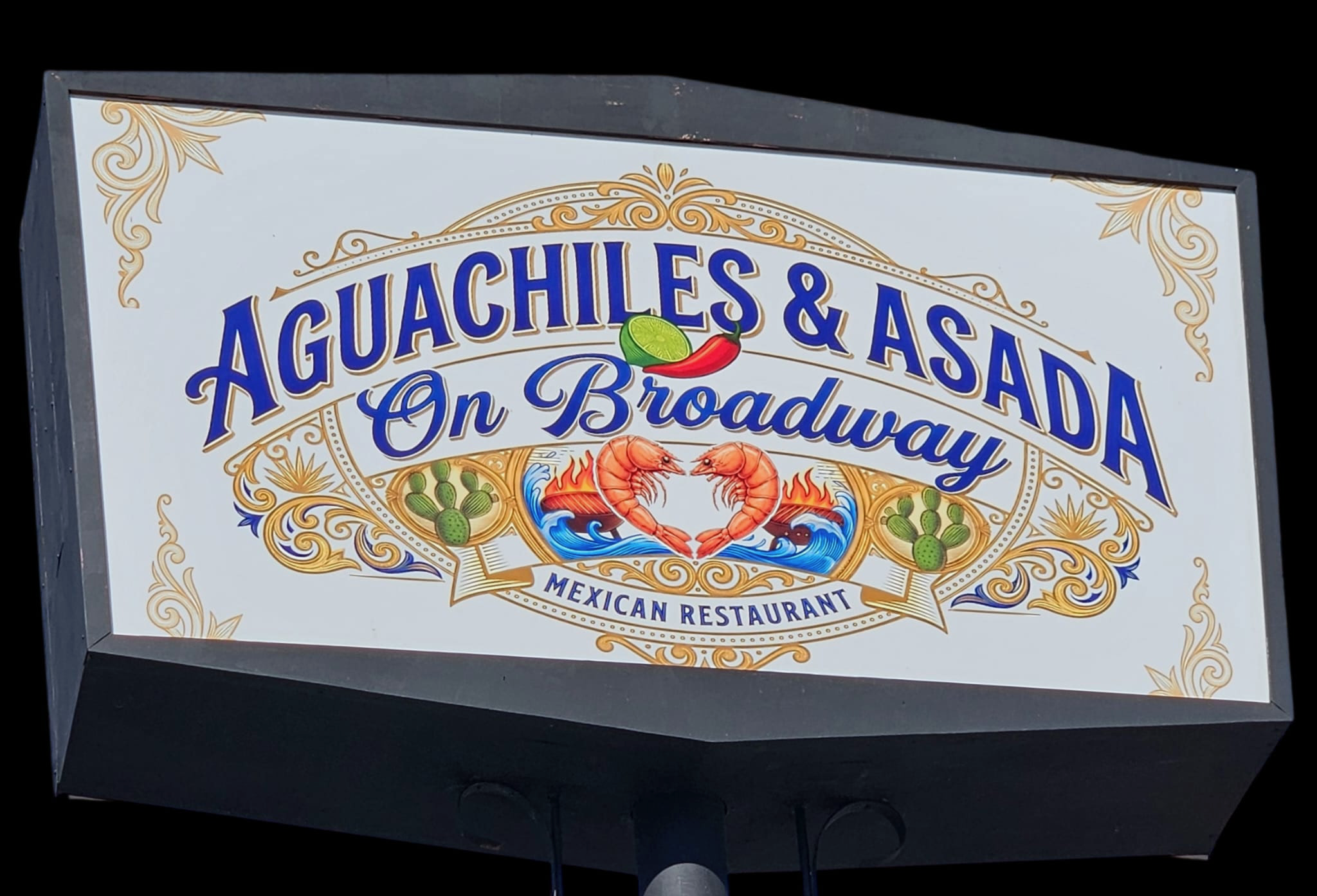 Aguachiles and Asada On Broadway sign at 1908 N Broadway, Lincoln Heights